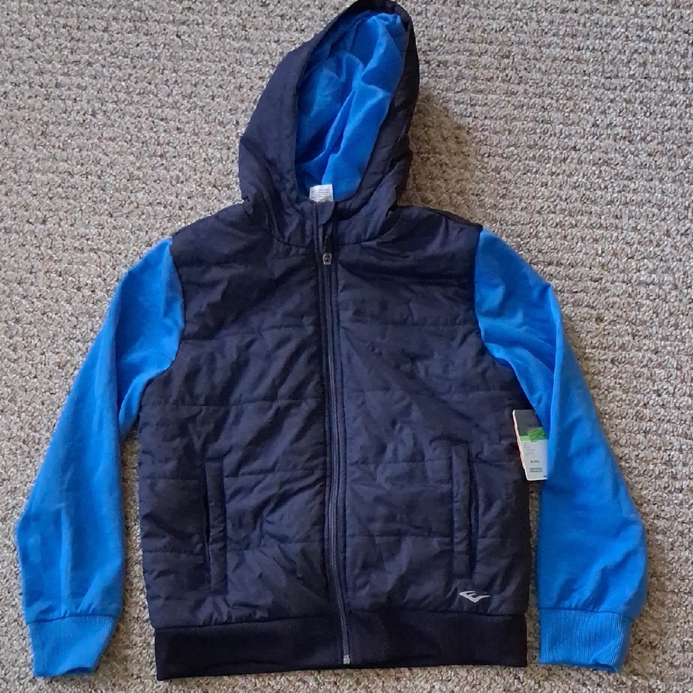 EVERLAST Boys Kids Beyond Navy And Light Blue Quilted Hooded Jacket